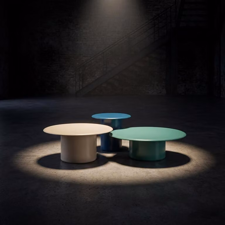 3 tavolini laterali, stile moderno, colore bianco, verde, blu, nuovi, per soggiorno, forma rotonda
