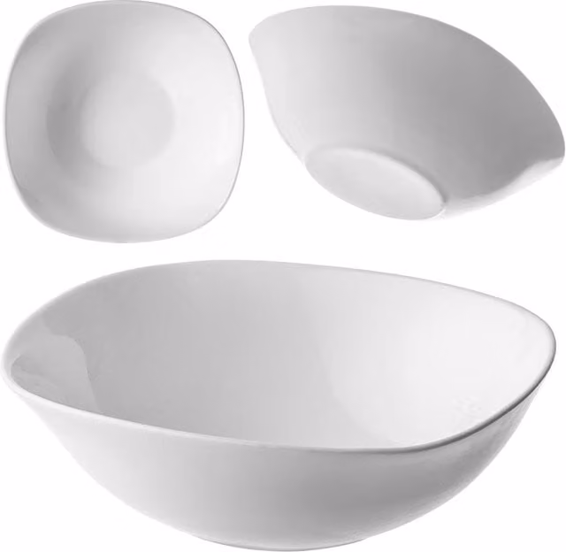 Ciotola in vetro KADAX per insalata, snack, insalata, 16 cm, ciotola per zuppa, bianca