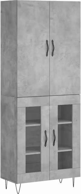 Credenza | Madia | Buffet da pranzo | Armadio da pranzo Grigio Cemento 69,5x34x180 cm in Legno Multistrato