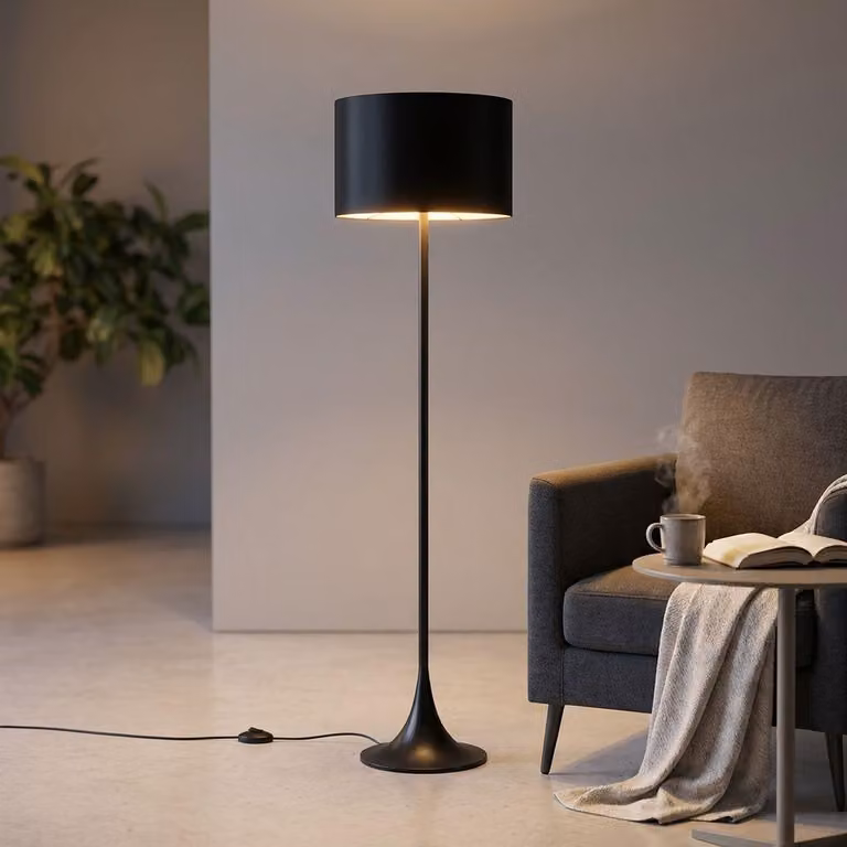 Milani Home - lampada a stelo in metallo, nero, 52 x 52 x 50 cm