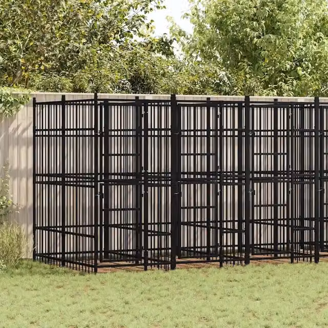 Gabbia per cani da esterno vidaXL in metallo nero opaco 11,06 m² – 1