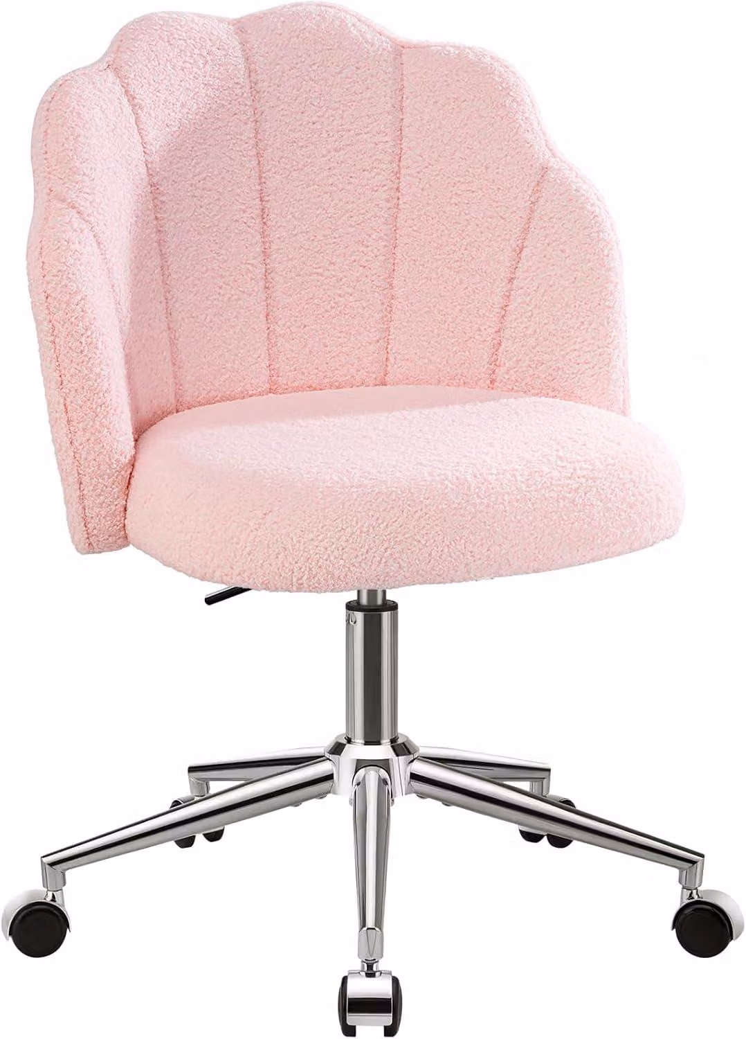 Sedia girevole con ruote, forma ergonomica, regolabile in altezza, color rosa, ideale per la camera da letto e l'ufficio domestico