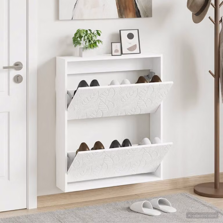 Mobiletto per scarpe da muro vidaXL DELFT bianco L: 71 cm, P: 17 cm, H: 86 cm
