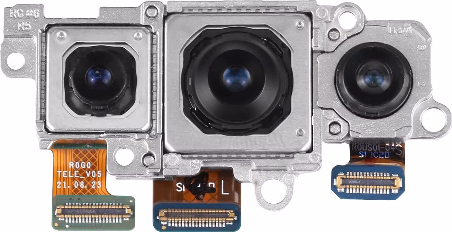 Clappio, modulo triplo per fotocamera posteriore per Galaxy S22 / S22 Plus completo, nero / argento