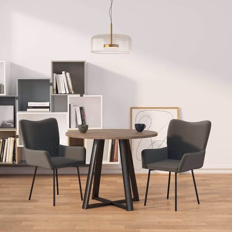 Set di 2 poltrone da pranzo grigio scuro con braccioli