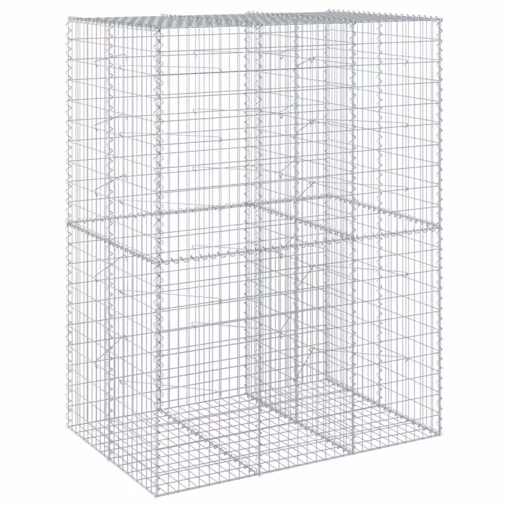 vidaXL Cesto Gabbione con Copertura in Ferro Zincato Argento L/P/H: 150 x 100 x 200 cm – 2