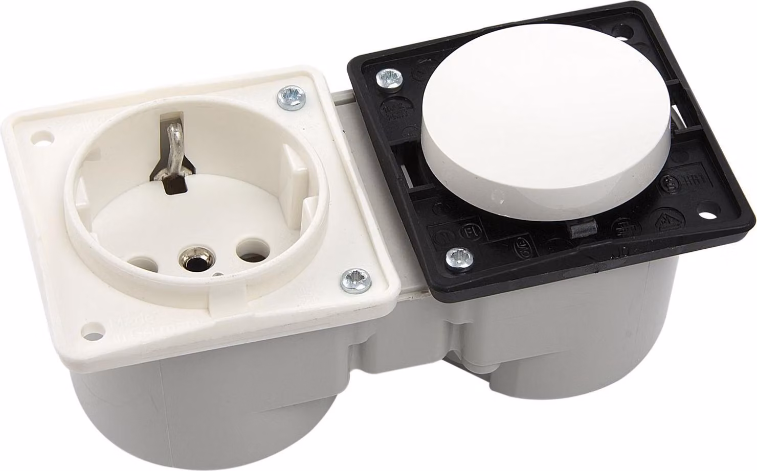 Interruttore Berker Integro bianco polare + presa di corrente bianco polare senza cornice