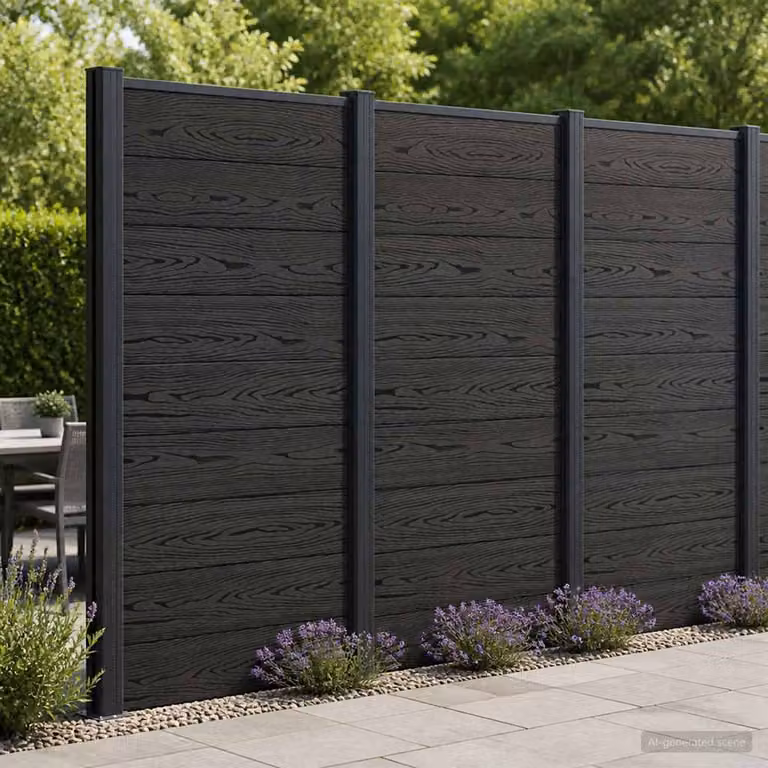 Pannello di Recinzione vidaXL in WPC e Alluminio Nero L: 95 cm, H: 186 cm
