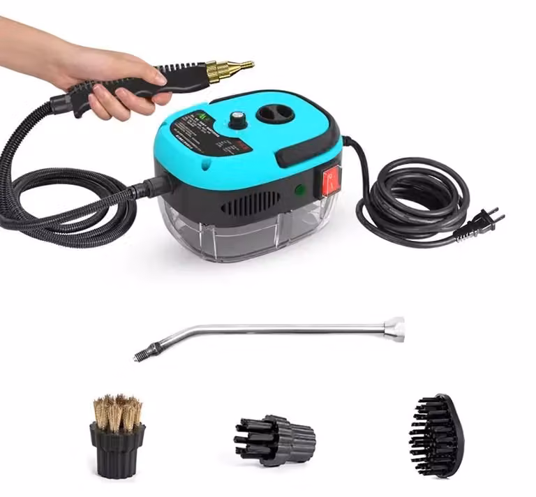 Pulitore a vapore portatile - 2500 W - Vapore ad alta pressione - Ideale per la casa, la cucina e l'auto - Spina europea 220V - Colore: blu