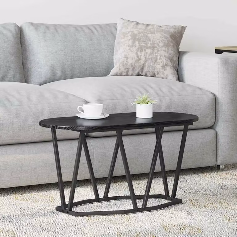 Tavolino da salotto vidaXL in stile industriale, colore nero e rovere, L 80 x P 40 x H 40.5 cm