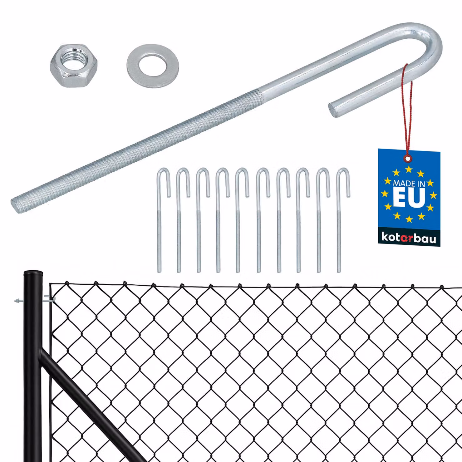 KOTARBAU® 10 Pezzi Tendifilo per Recinzione M6 Tenditore Filo Tendicavo per Filo Acciaio Tendifilo Aperto Gancio a Vite con Dado e Rondella Argento