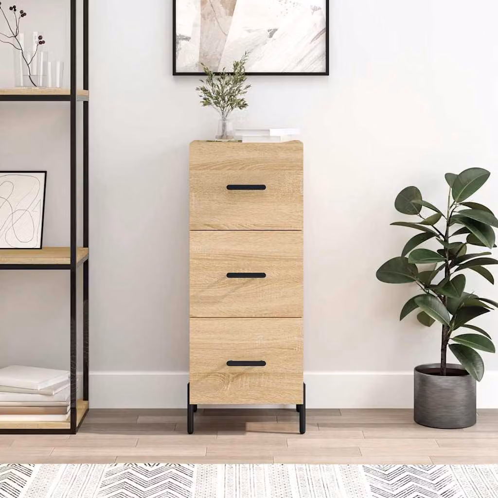 Credenza moderna vidaXL in legno Rovere Sonoma, colore beige e marrone, L/P/H: 34,5 x 34 x 90 cm