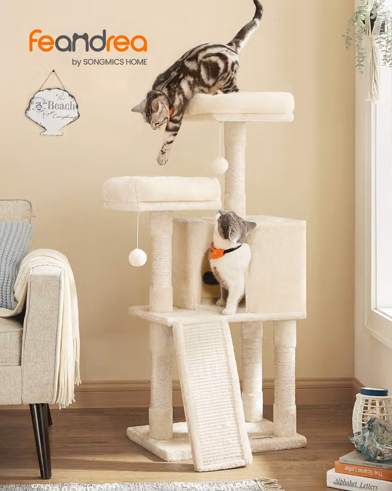 FEANDREA Tiragraffi, 115 cm, colonna completamente rivestita in sisal beige