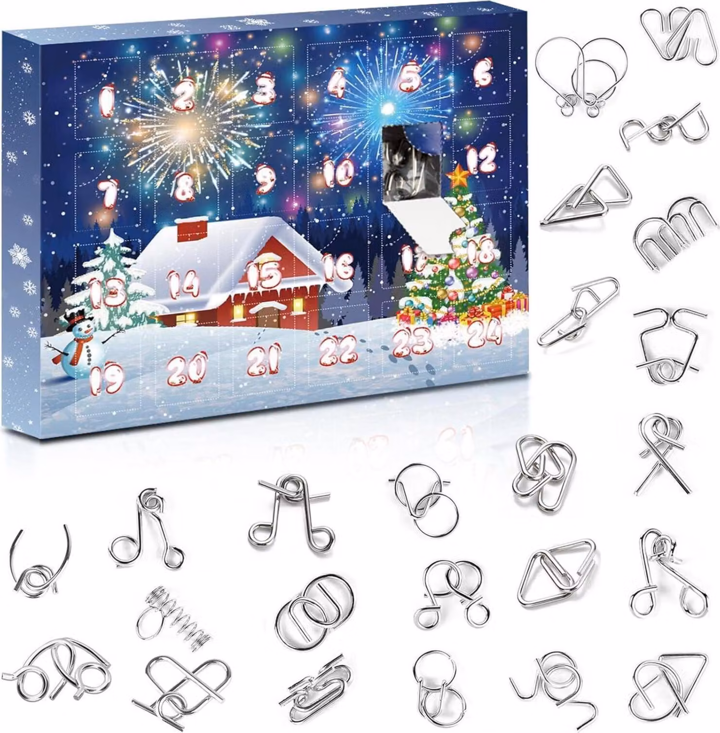 GEEKEO calendario dell'avvento in metallo 2024 puzzle natalizi per bambini e adulti