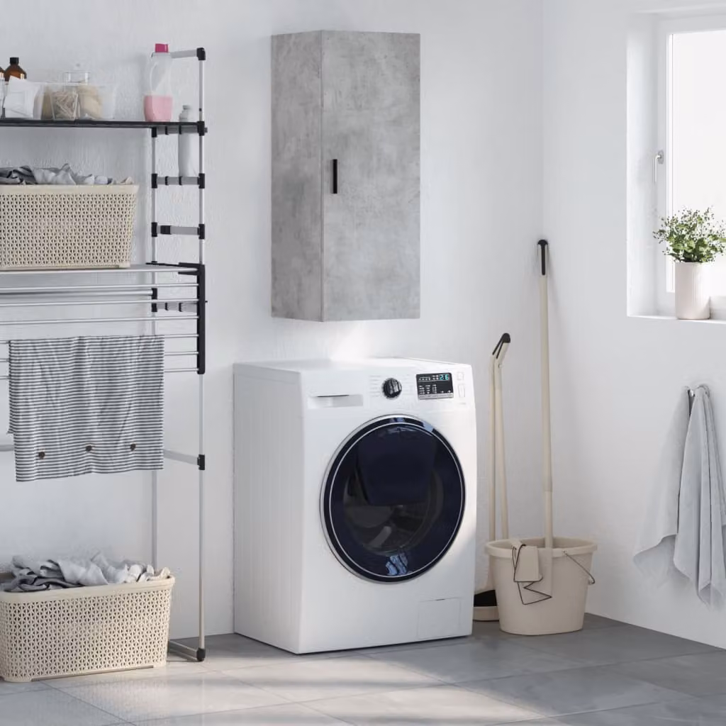 Mobile a parete vidaXL moderno in legno MDF grigio opaco L: 34,5 cm, P: 34 cm, H: 90 cm