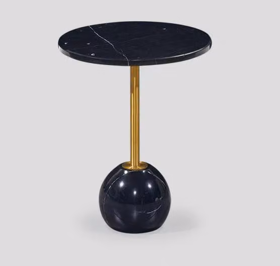 Schwarz-Goldener Beistelltisch Moderne Wohnzimmer Marmor Couchtische