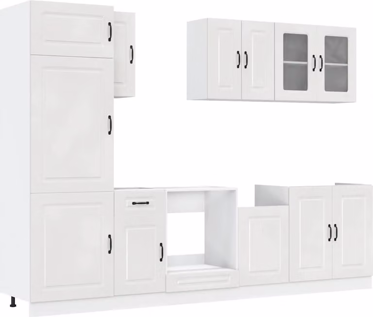 Set Mobili da Cucina 8 pz Kalmar Bianchi Lucido in Truciolato