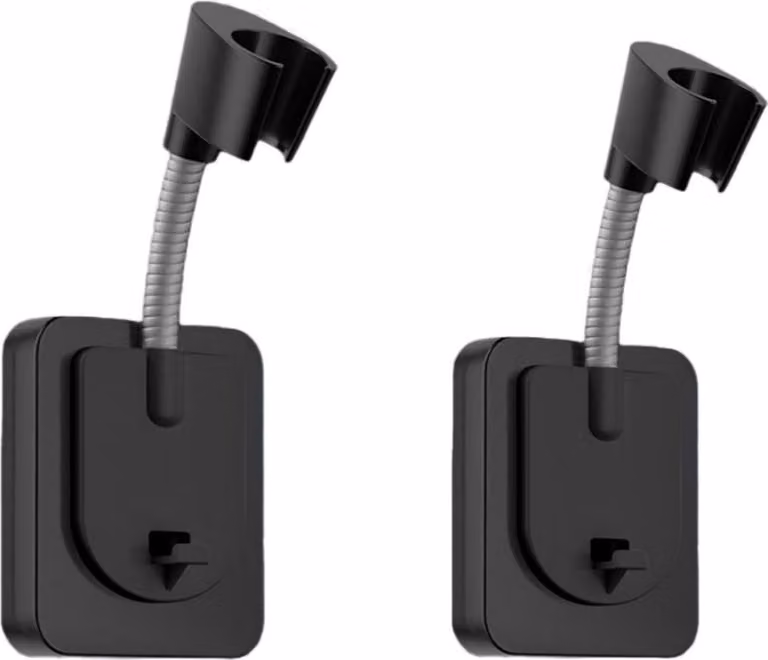 INF Porta doccetta senza foratura regolabile ABS e silicone 2 pezzi 16cm per bagno Nero