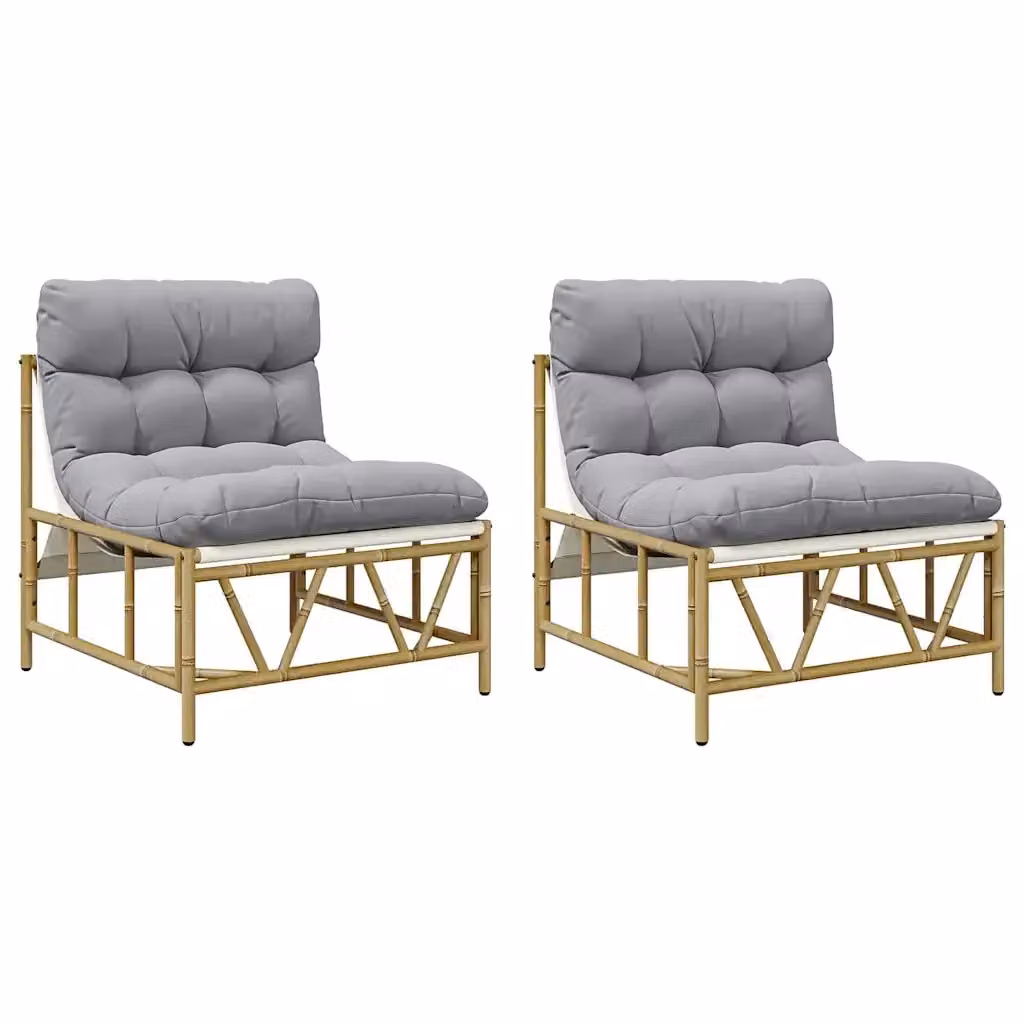 Set di 2 sedie da giardino moderne vidaXL in acciaio verniciato e tessuto textilene, colore grigio e marrone, con cuscini inclusi – 2