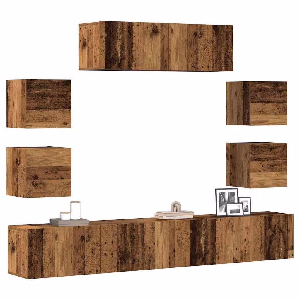 Set Mobile TV vidaXL 7 pezzi in MDF Colore Marrone Antico per Soggiorno
