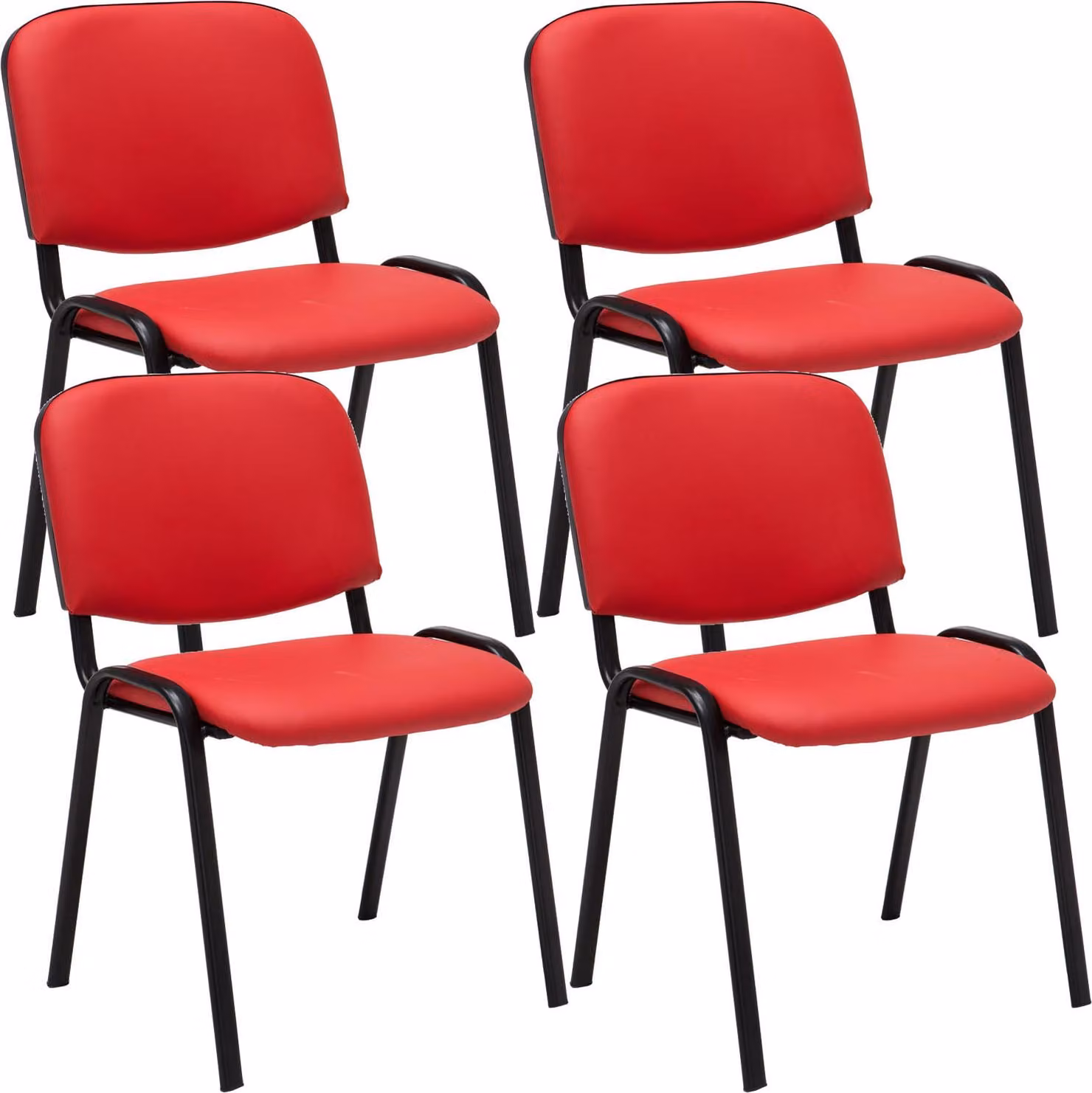 set di 4 sedie per visitatori in Pelle finta Ken