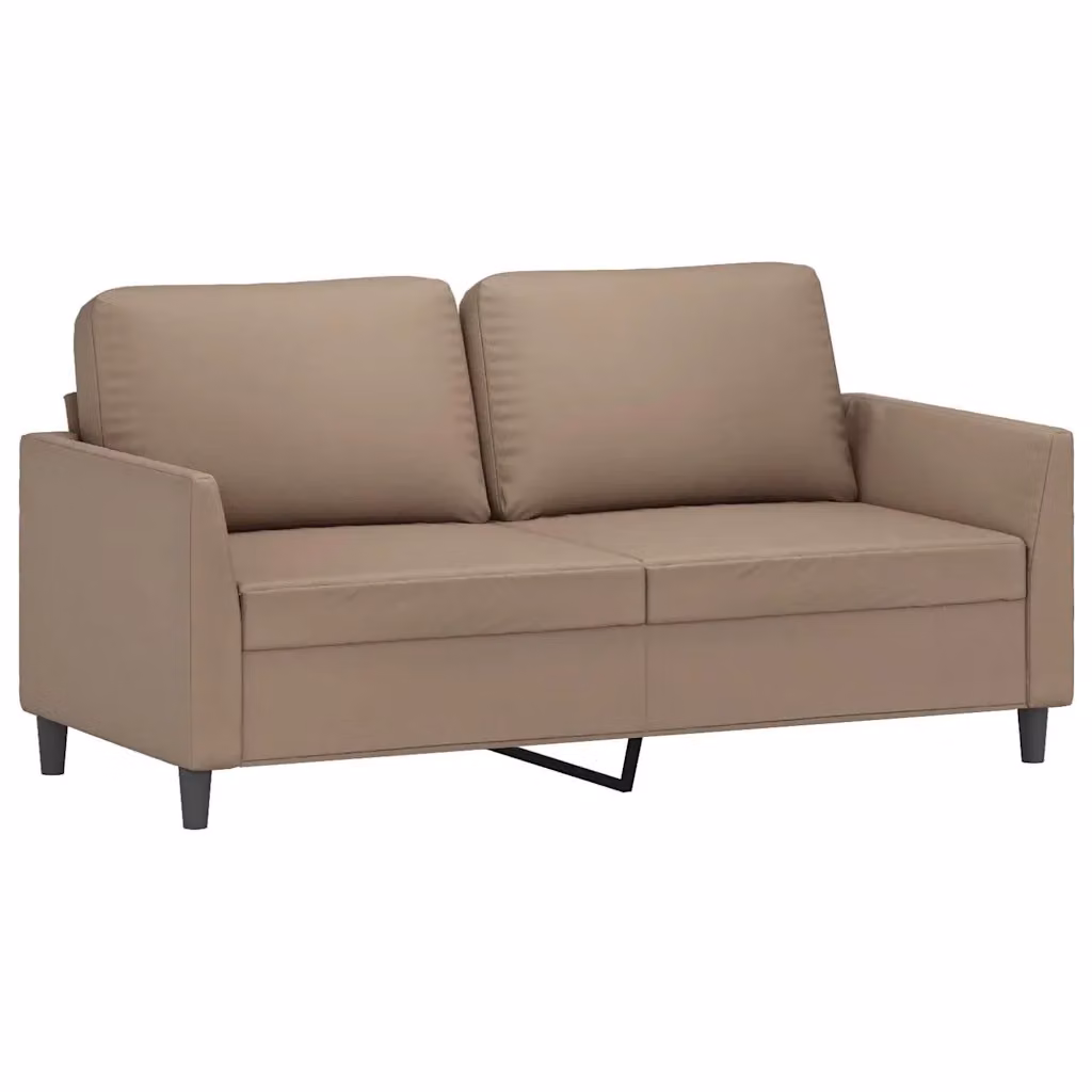Divano a 2 posti moderno vidaXL in similpelle beige con struttura in metallo – 2