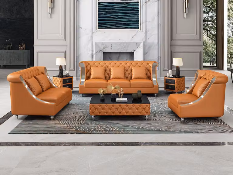 Chesterfield Sofagarnitur Polster Couch Ledersofa 321 Sitzer Wohnlandschaft