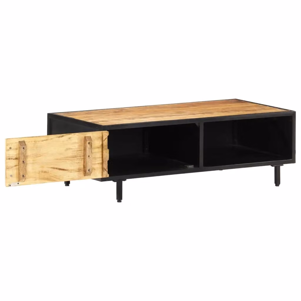 Tavolino da salotto rettangolare vidaXL in legno di mango e metallo marrone L/P/H: 105 x 50 x 35 cm – 2