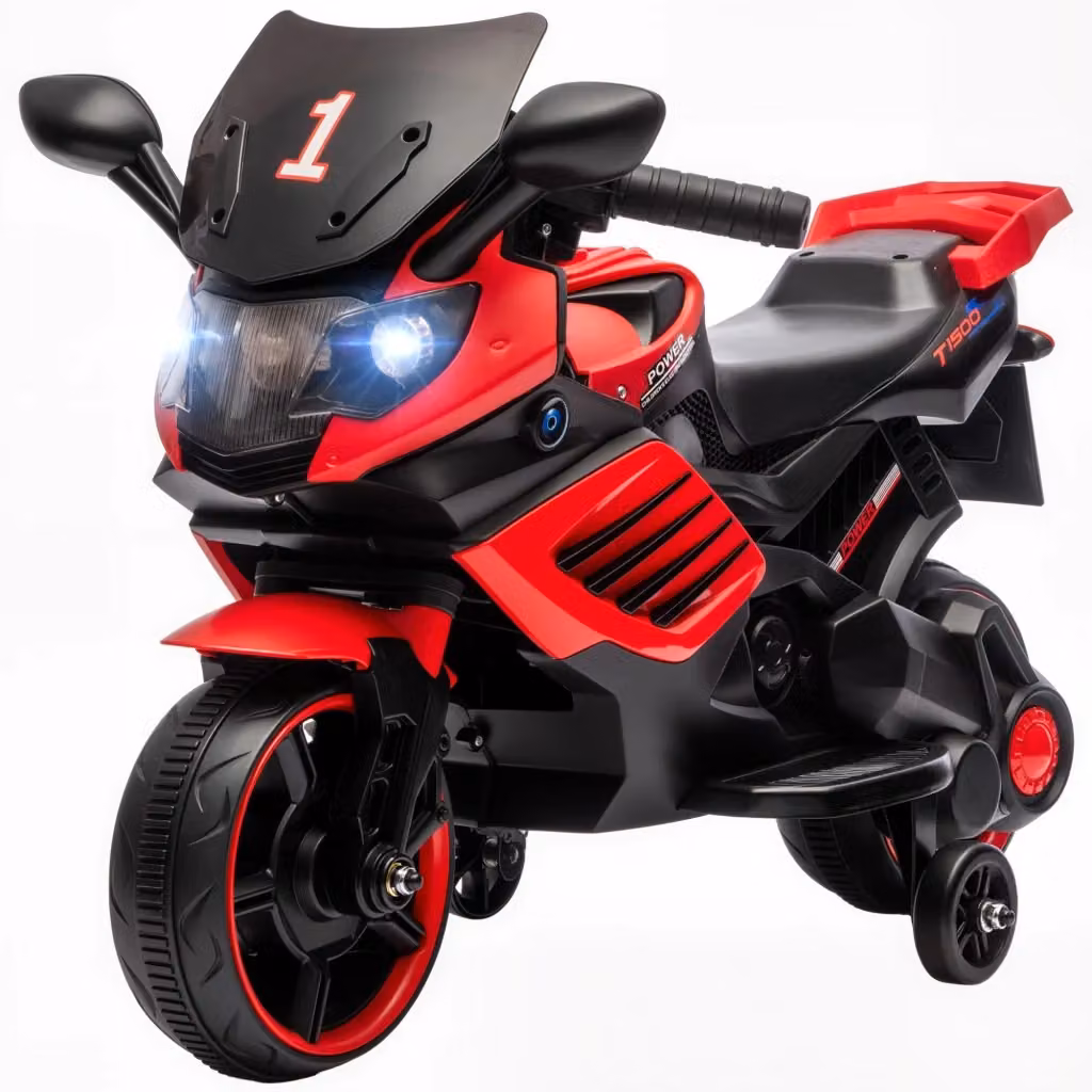 Moto Elettrica AIYAPLAY Xylo Rosso con Ruote di Supporto, Musica e Faro per Bambini 18-36 Mesi – 2