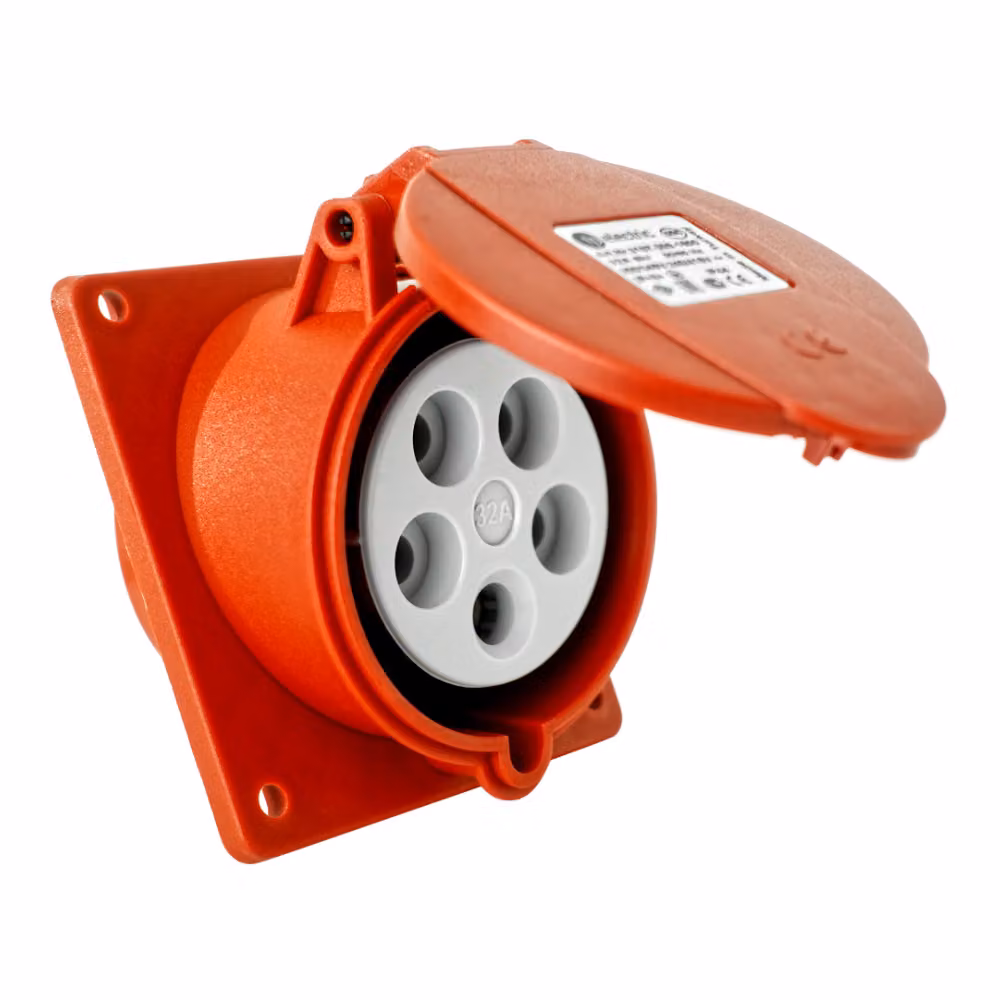 Presa CEE da incasso angolata 400V 16A 5P 83x90 mm