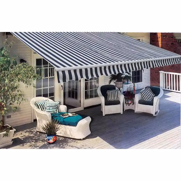 vidaXL Tenda da Sole Pieghevole Manuale in Alluminio e Poliestere, Blu/Bianca, L: 300 cm