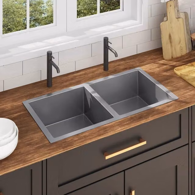 Lavello da cucina sottopiano vidaXL in acciaio inox color argento e grigio