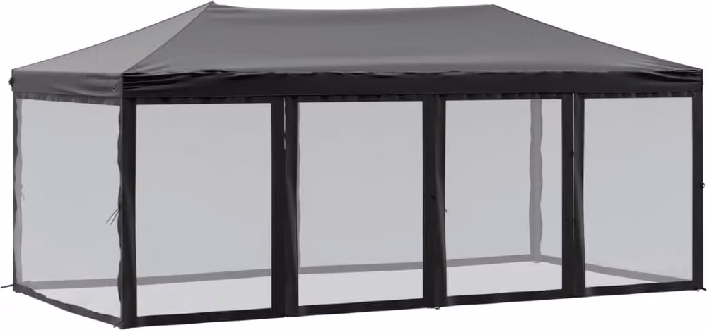 Tenda per Feste Pieghevole con Pareti Laterali Nero 3x6 m