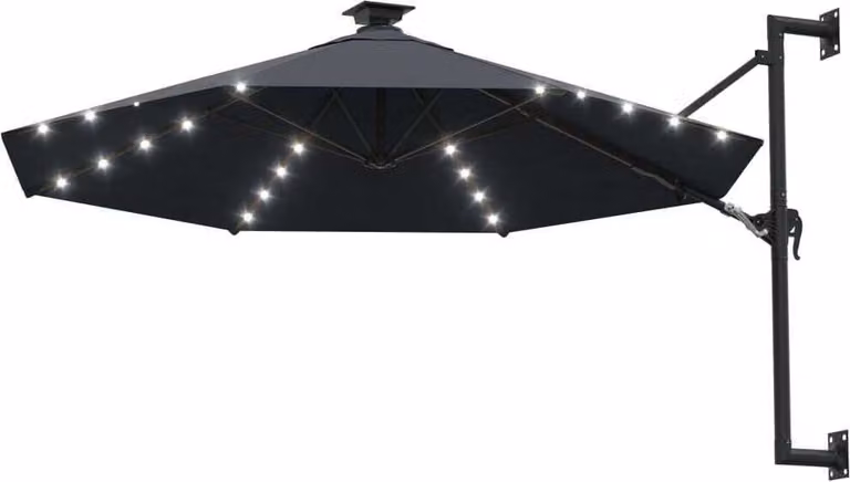 Ombrellone da Giardino a Parete con LED 300 cm Antracite