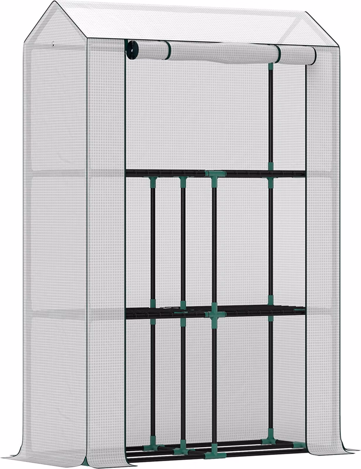 Serra Fortuna Lai con scaffali e porta scorrevole, serra in acciaio resistente all'inverno, serra per balcone, giardino, serra per pomodori con protezione UV 100x40x150 cm Serra per pomodori per ortaggi, fiori e piante Bianco