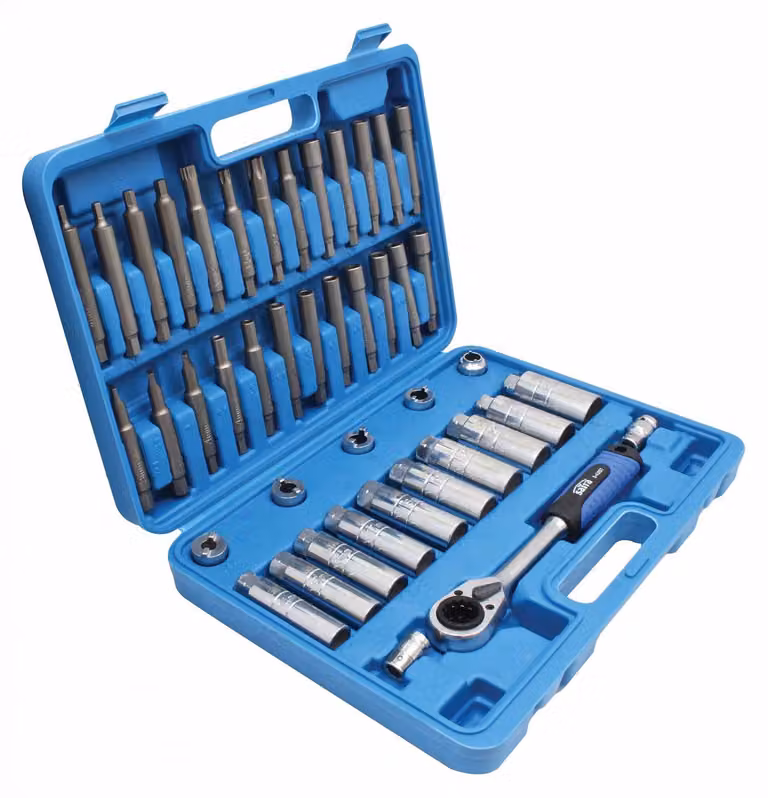 Set chiavi smontaggio ammortizzatori, attrezzo rimozione ammortizzatore, divaricazione dei montanti e kit di bussole per smontare, 43 pezzi