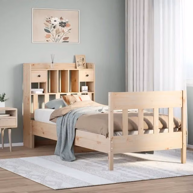 Letto singolo VIDAXL in legno massello di pino rustico con cassetti, L/P/H: 190 x 90 x 30 cm – 1