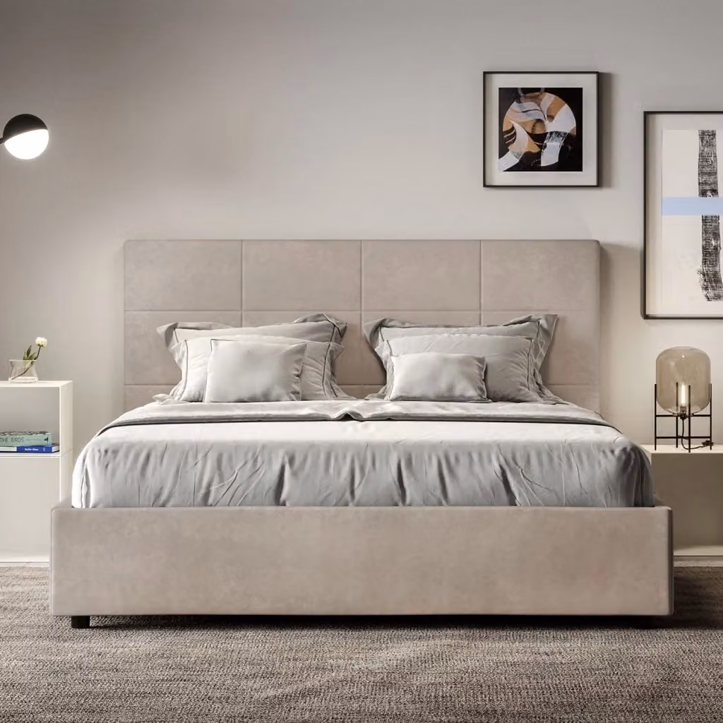 Letto Matrimoniale Moderno Giordanoshop Mika Colore Sabbia L/P/H: 160 x 200 x 122 cm – 2