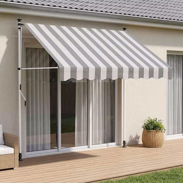 Tenda retrattile manuale vidaXL in poliestere, colore Antracite e Bianco, L: 400 cm, P: 300 cm