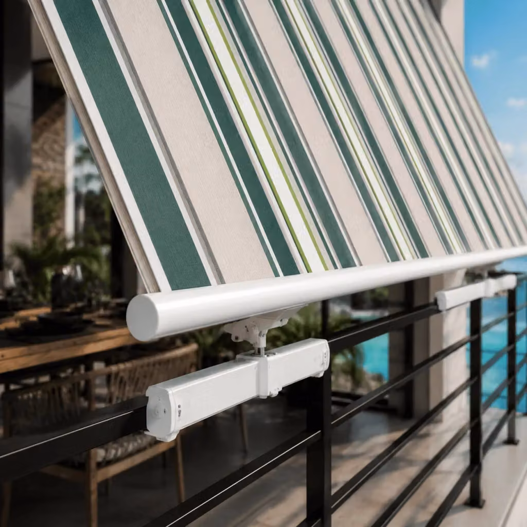 Tenda Parasole Arreditaly con Manovella, Struttura in Alluminio e Rivestimento in Poliestere, L: 295 cm, H: 250 cm, P: 50 cm, Verde e Beige – 2