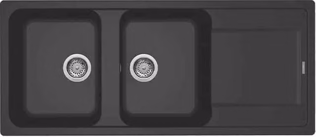 Lavello da incasso Elleci Life 500 a 2 vasche in Granitek colore Antracite L: 116 cm, P: 50 cm