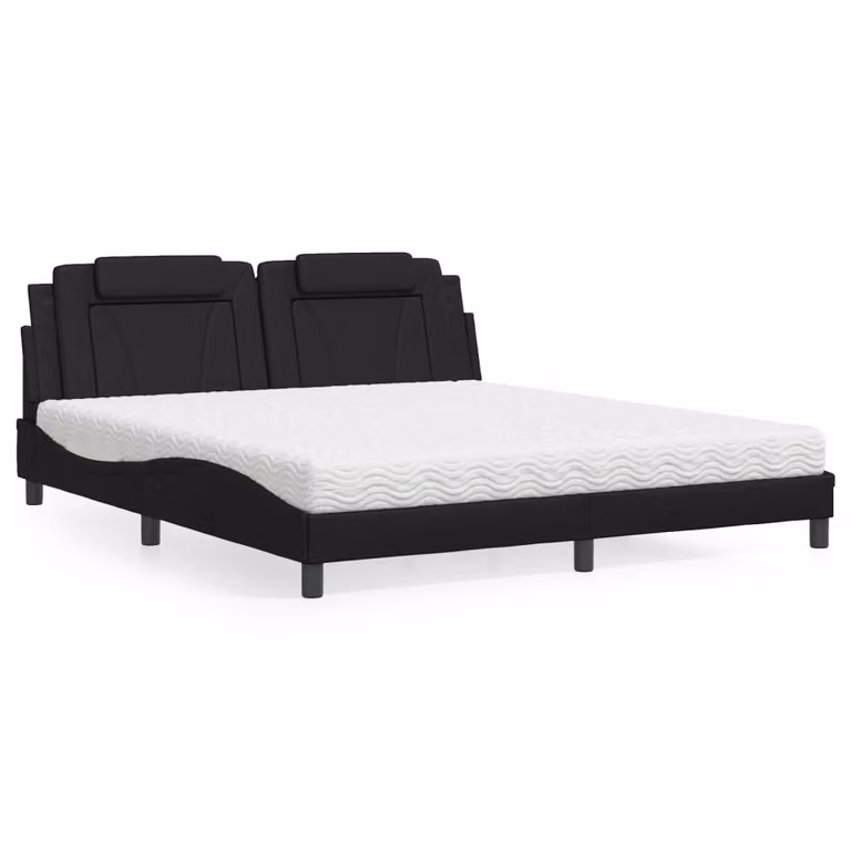 Letto Viana vidaXL con Materasso in Similpelle Nero L/P/H: 180 x 200 x 185 cm