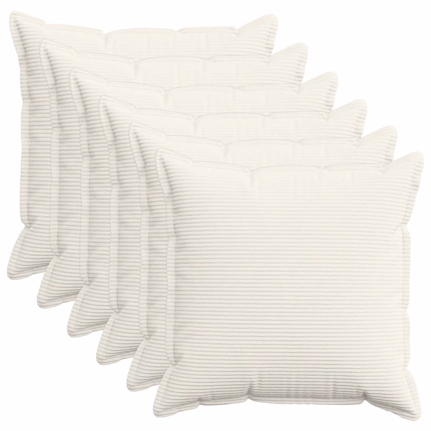 Set di 6 federe vidaXL HOUTEN in velluto a coste, colore beige, L 70 x P 70 cm