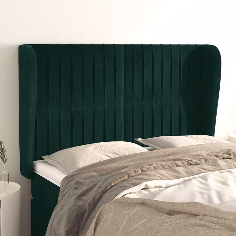 Testiera ad orecchio vidaXL in velluto verde scuro L: 147 cm, P: 23 cm, H: 118-128 cm