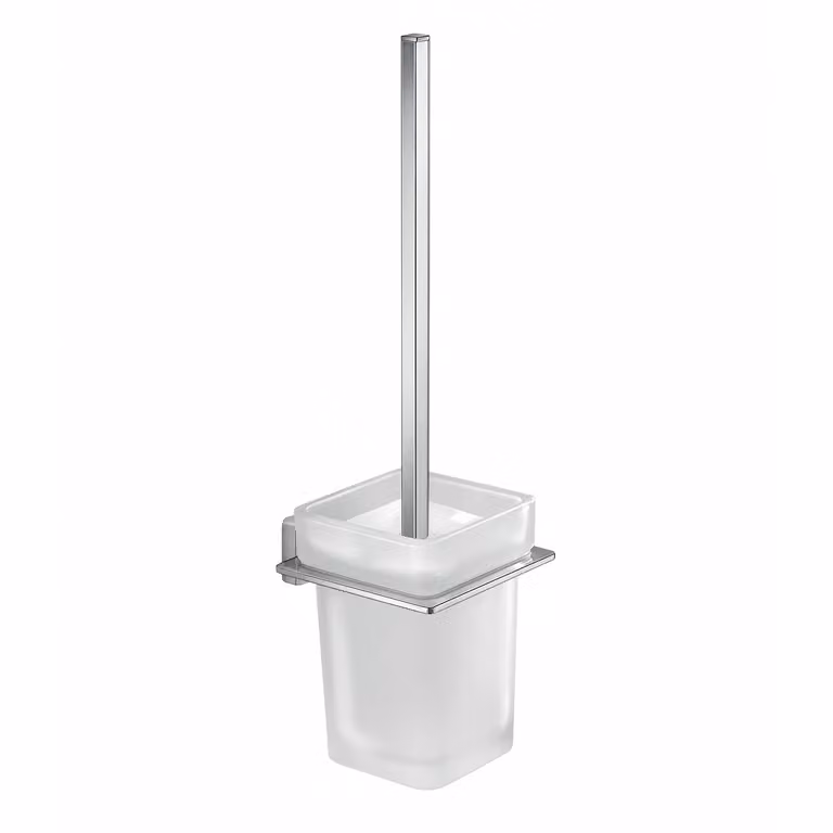 Scopino WC con ciuffo in setole da muro in acciaio inox e Cromall 4433-03 Gedy serie ATENA Cromato