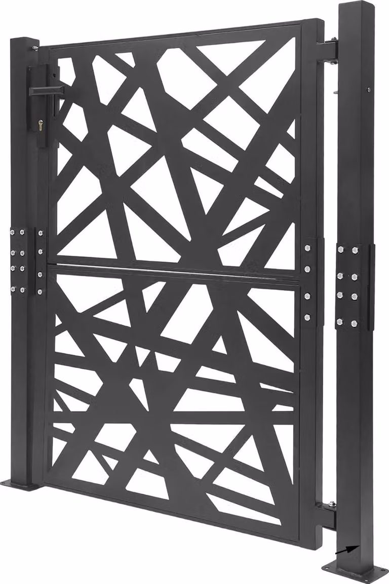 Cancello da giardino, struttura in acciaio resistente, design moderno, nero