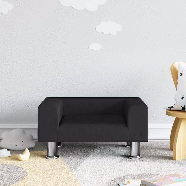 vidaXL Divano per Bambini in Velluto Nero L: 50 cm, P: 40 cm, H: 26,5 cm