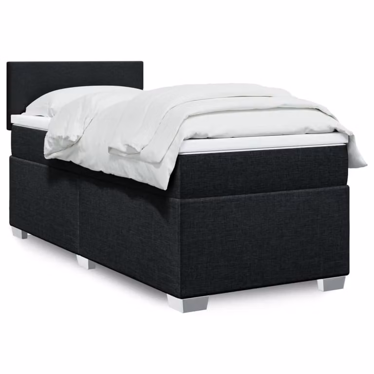 vidaXL Letto Ibrido con Materasso e Struttura Imbottita in Tessuto Nero e Bianco L/P/H: 90 x 190 x 100,5 cm