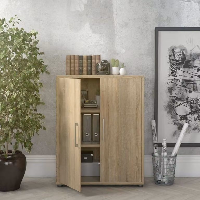Dmora Credenza Warszawa 40x89x113h cm Marrone Quercia, Apertura Battente 2 Ante