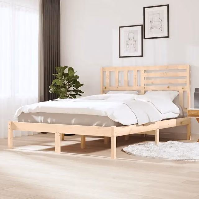 Letto senza materasso in legno massello di pino vidaXL stile rustico beige L/P/H: 200 x 120 x 195,5 cm